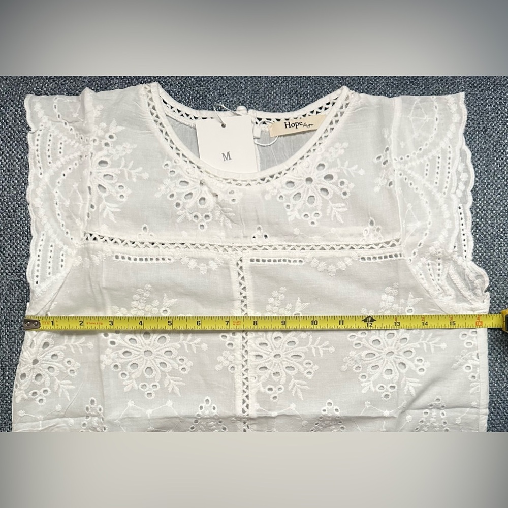 Hope Horizon 100% Cotton Women’s, White Langley Casual Blouse tank - Picture 6 of 8